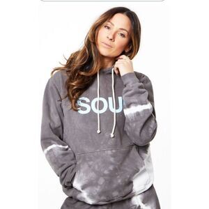 SOULCYCLE Hoodie Size Large  Kingsley Black White Dip Dye Sweatshirt SOUL S Men